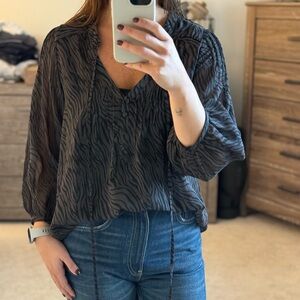 Patterson Kincaid Zebra Print Blouse Sz S